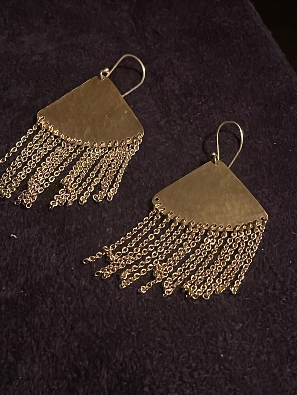 Gold Fringe pyramid-triangle Drop Earrings - Women Jewelry